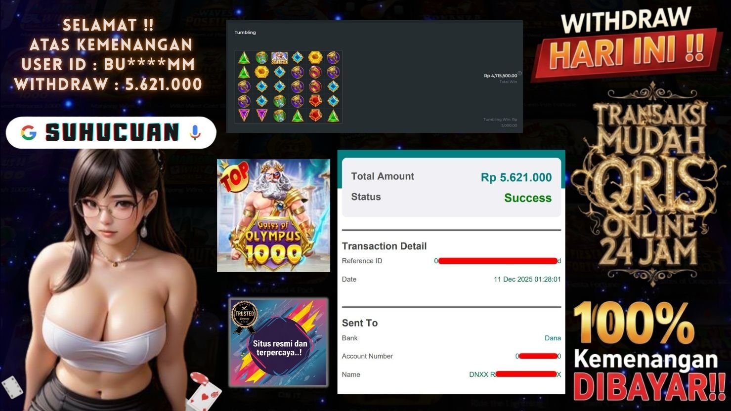 SUHUCUAN JACKPOT SLOT GATES OF OLYMPUS 1000